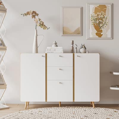 Sideboard Buffet Cabinet with 2 Doors, Accent Cabinet with 3 Drawers, Kitchen Storage Cabinet with Adjustable Shelves