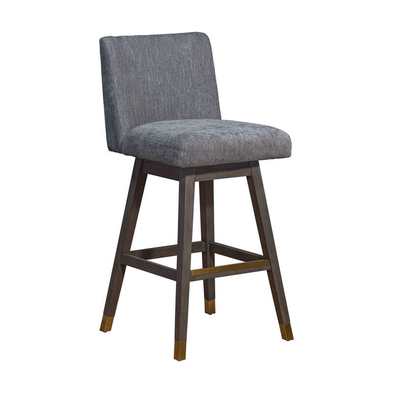 HomeRoots 30" Gray and Brown Solid Wood Swivel Bar Chair