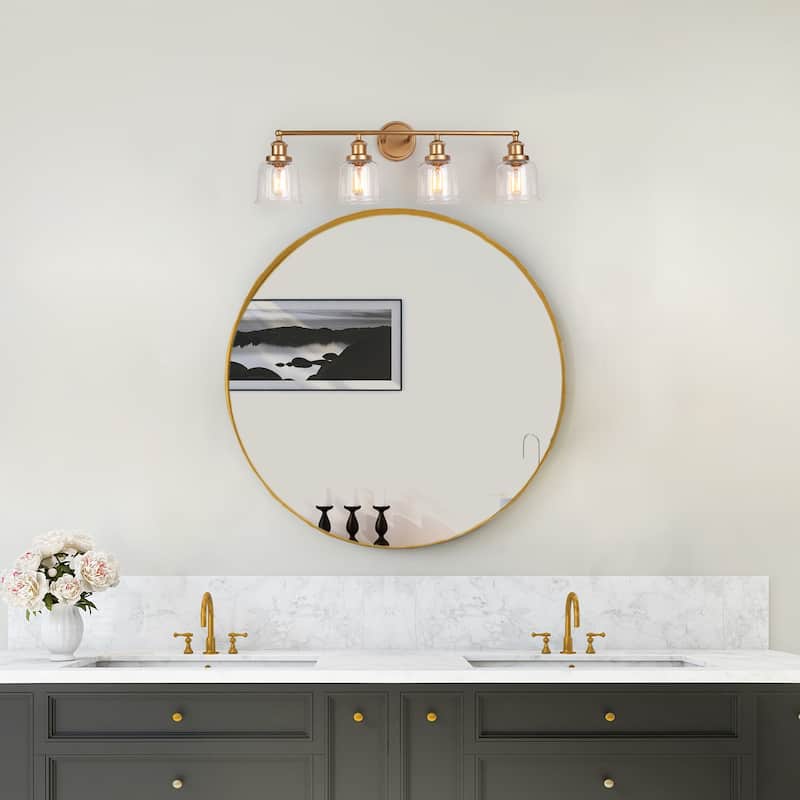 Ciare Modern Gold 4-light Bathroom Vanity Light Dimmable Glass Wall Sconces - Rose Gold 4-light - L 30" x W 7" x H 10"