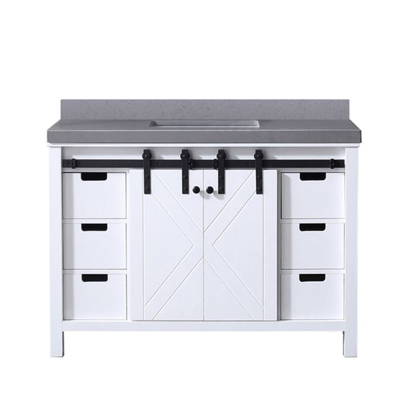 Marsyas 48 in W x 22 in D Dark Grey Bath Vanity and Carrara Marble Countertop