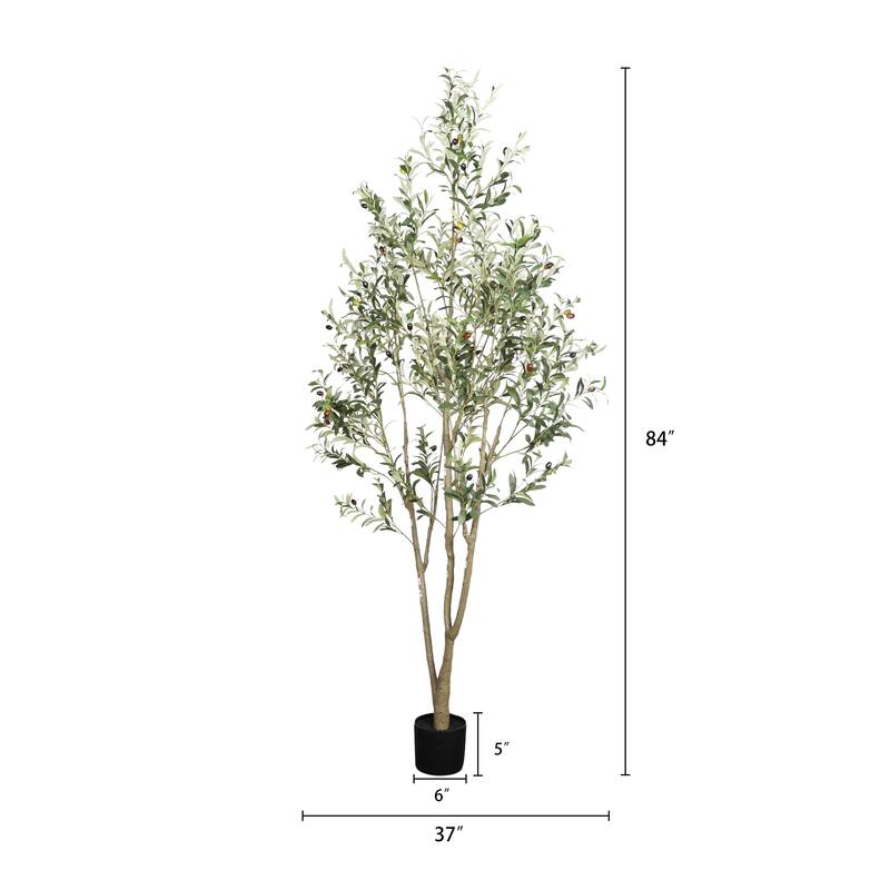 7" Artificial Olive Tree in Black Plastic Pot, 1pc/set