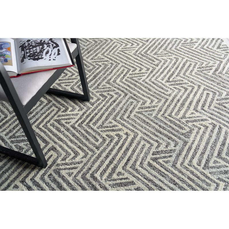 Exquisite Rugs Naturals Handmade Hand-tufted New Zealand Wool on Canvas Gray/Ivory Area Rug