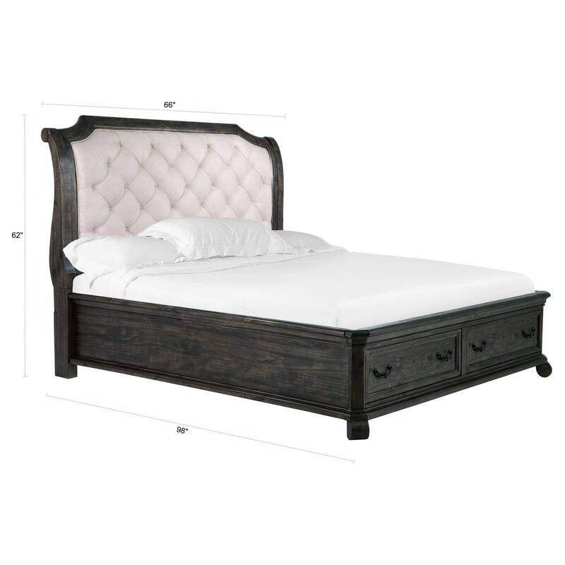 Magnussen Home Bellamy Peppercorn Sleigh Storage Bed