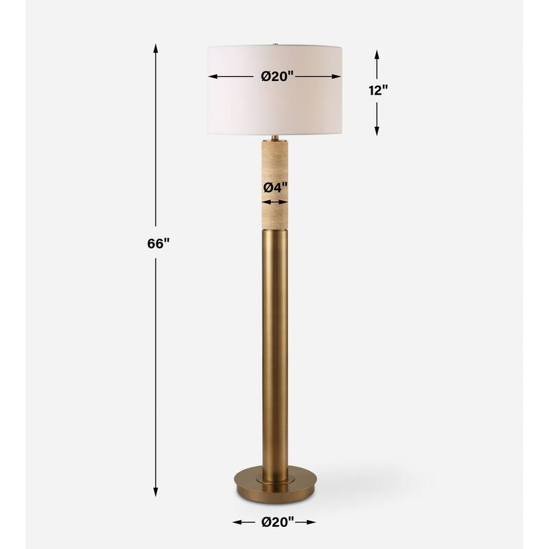 Uttermost Knox Travertine Floor Lamp - 66'' H X 20'' W X 20'' D