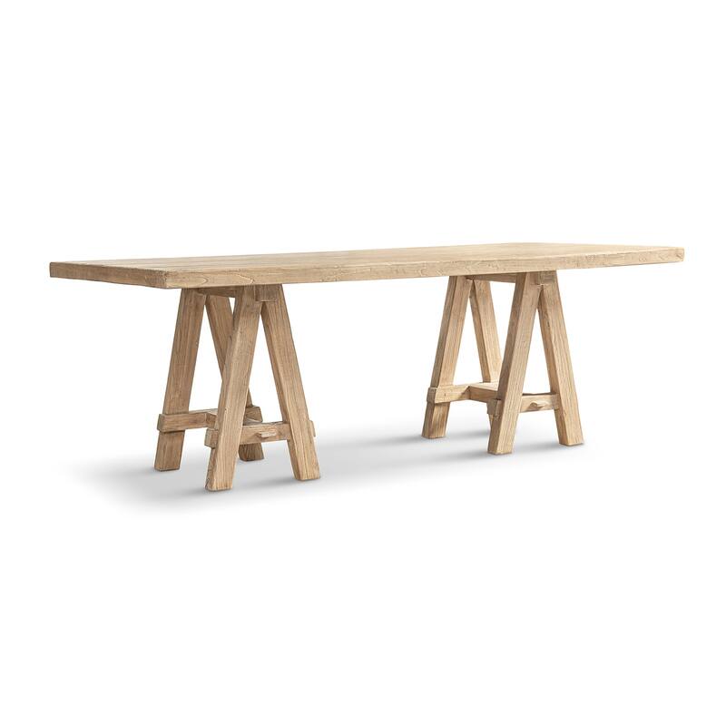 Jennifer Taylor Home Hawthorne 84" Solid Reclaimed Elm Trestle 8-Person Dining Table