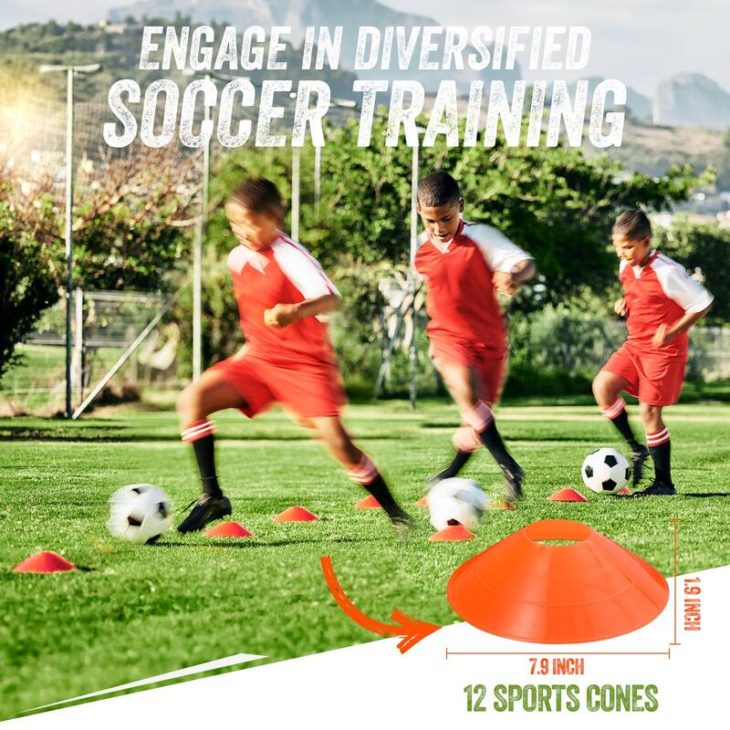 12x6ft Portable Haokelball Soccer Goal with 12 Cones, Agility Ladder, and Carry Bag for Backyard