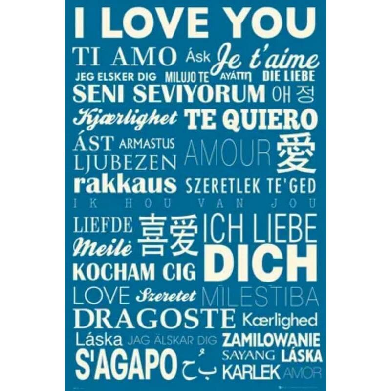 Different Languages "I Love You" Digital Art Poster - 24 x 36 Inch