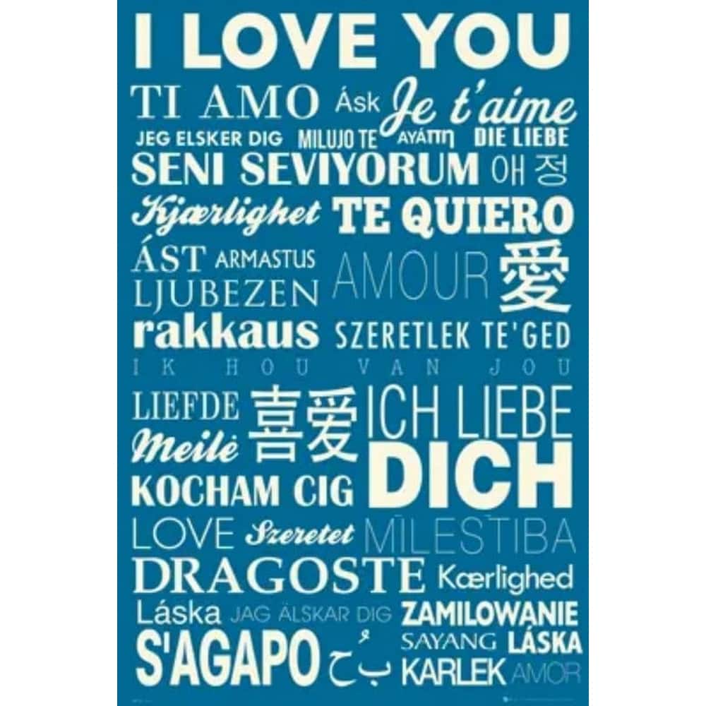 Different Languages "I Love You" Digital Art Poster - 24 x 36 Inch