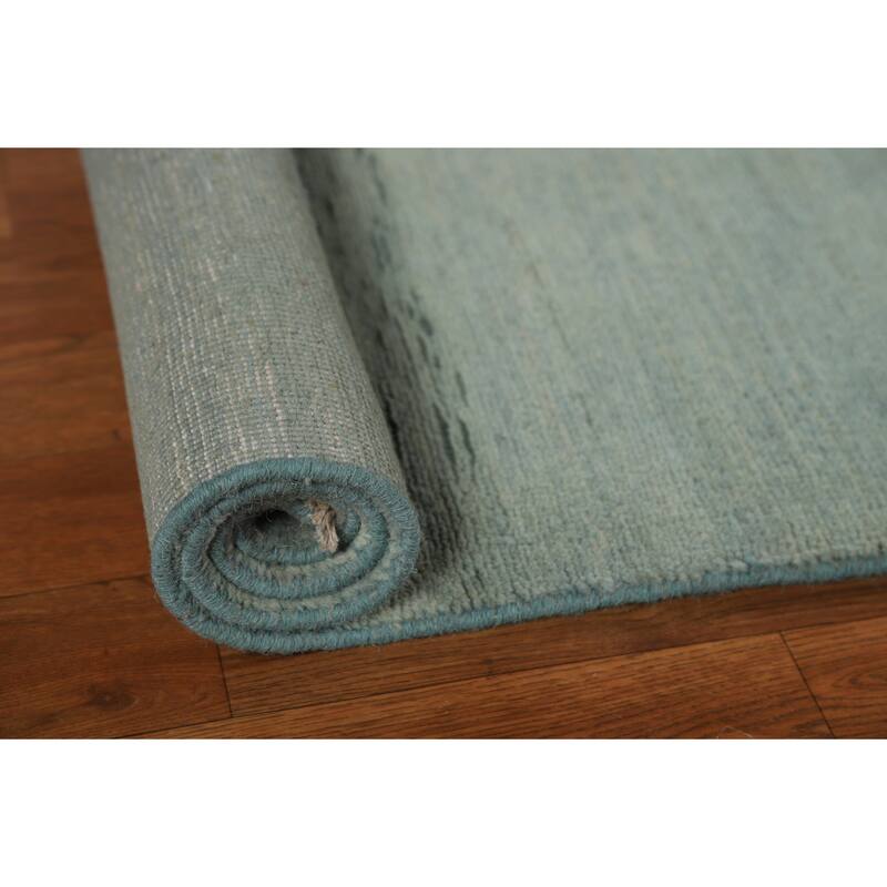 Blue & Green Gabbeh Oriental Foyer Rug Hand-Knotted Wool Carpet - 3'4"x 4'10"