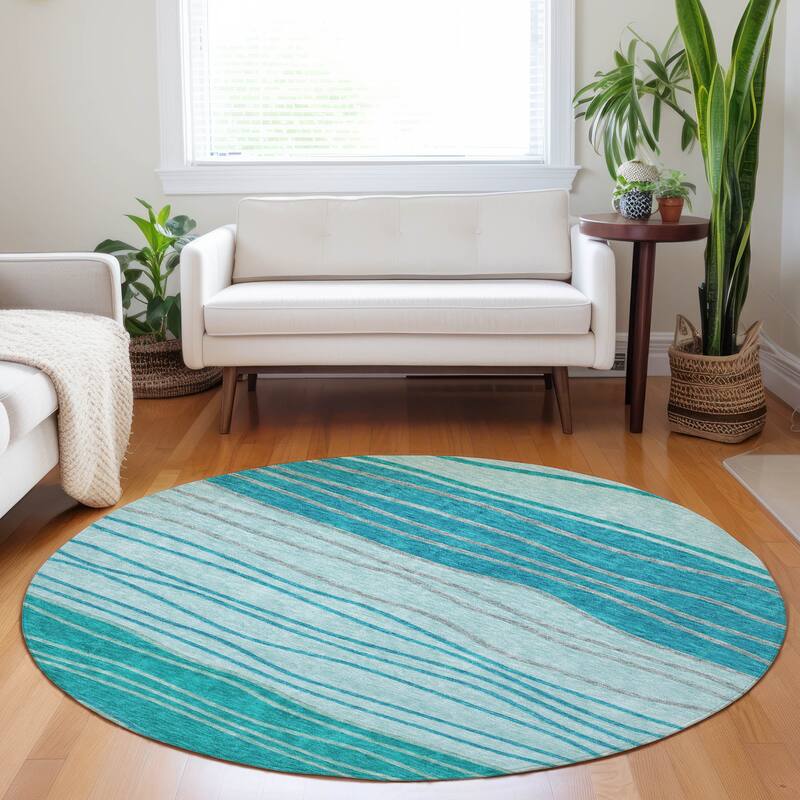 Premium Washable Super Soft Modern Ombre Mayfield Rug - Sky - 8' x 8' - Round