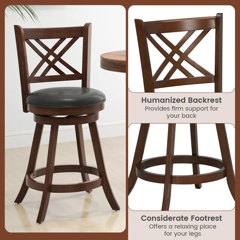 Gymax Swivel Barstools Set of 4 24'' Counter Height Bar Chairs with