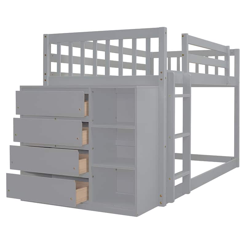 Twin Over Twin Bunk Bed with Storage Drawers and Shelves - Perfect for Sleepovers