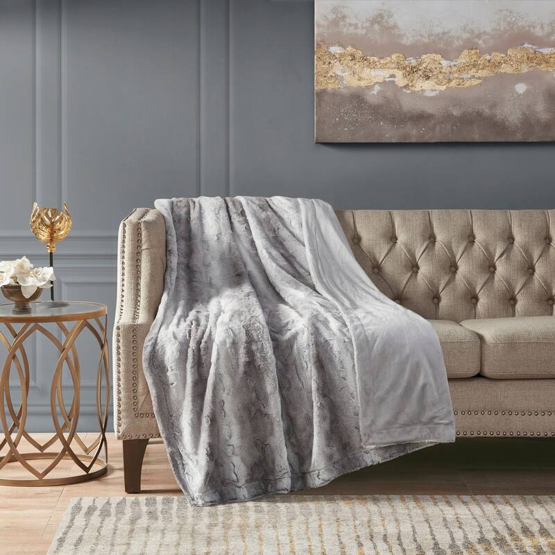 Madison Park Zuri Faux Fur Throw - 50x60" - Grey