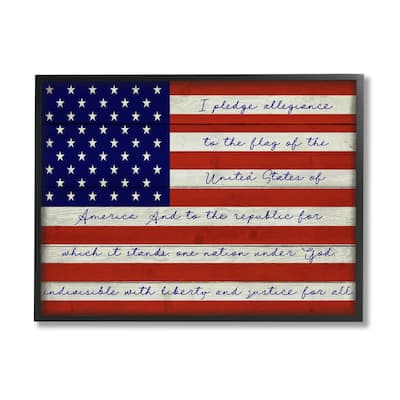 Stupell Pledge of Allegiance Flag Framed Giclee Art Design by Corinne Haig