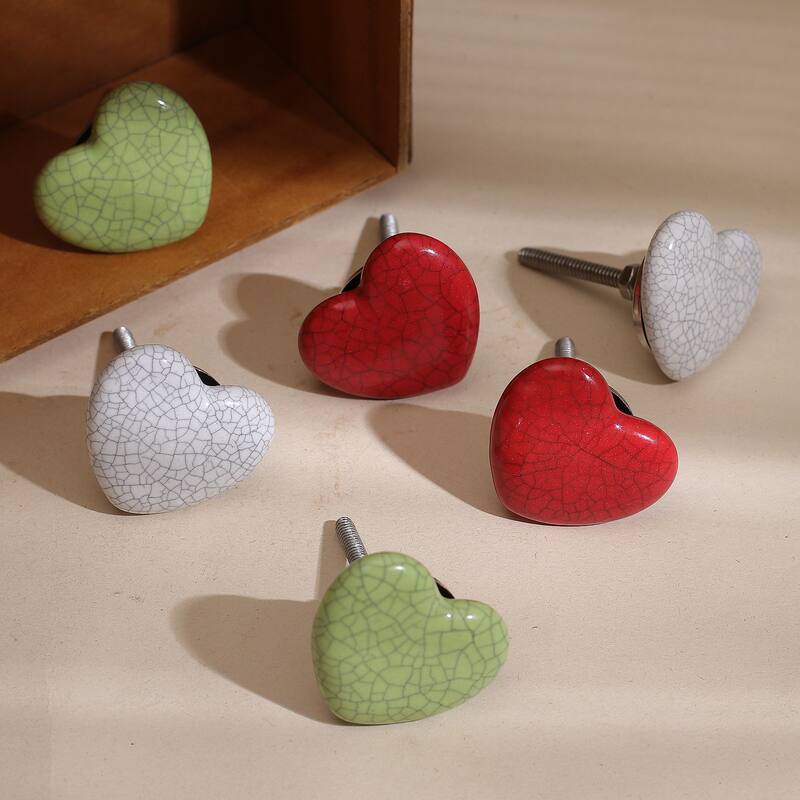 Novica Handmade Merry Hearts Ceramic Cabinet Knobs (Set Of 6)