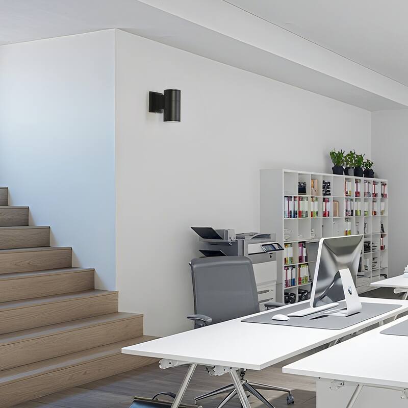 Modern Farmhouse Black 1-Light Round Wall Sconce for Residential and Commercial spaces - W 3.5" x D 6.2" x H 6.5"