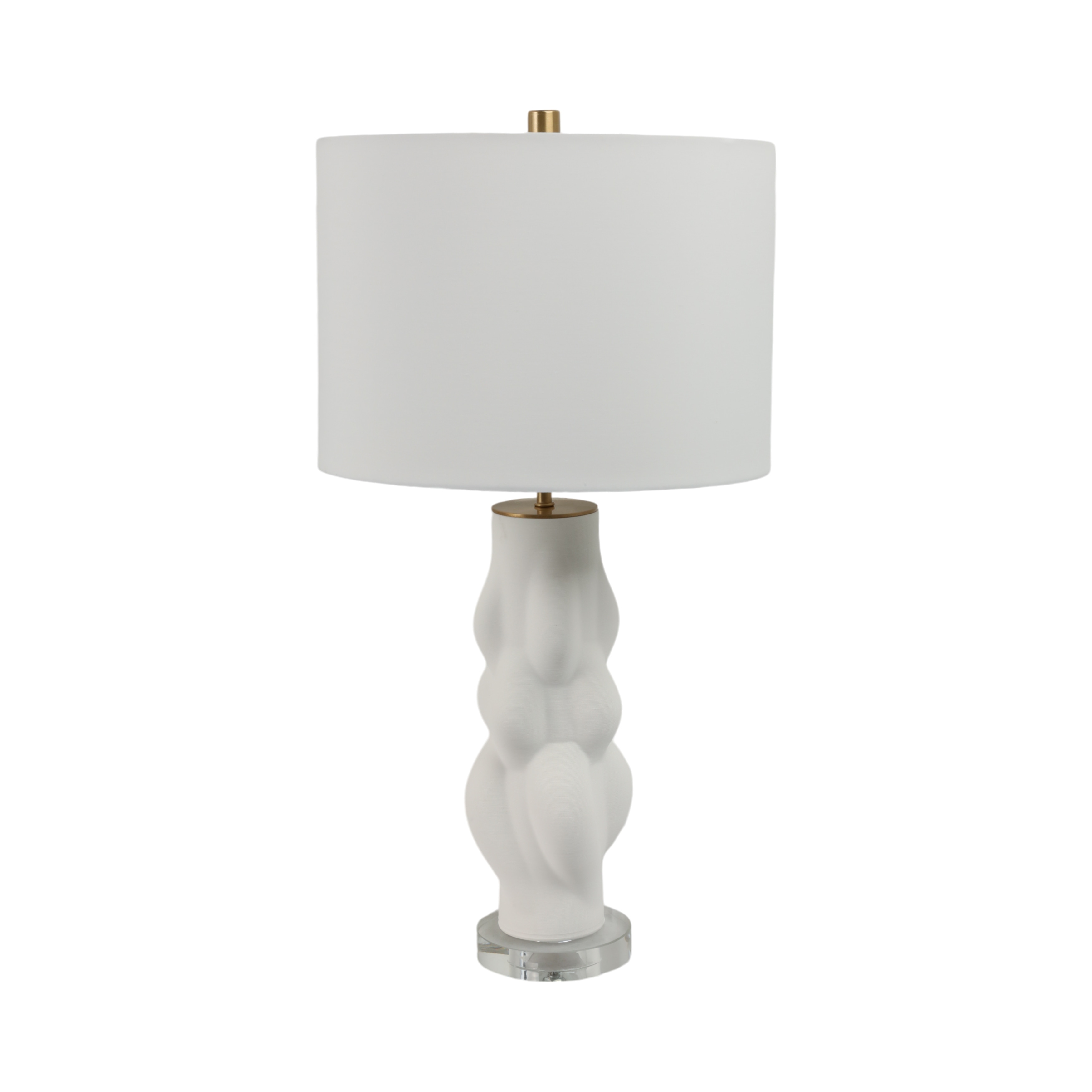 Stoneware Table Lamp Textured Sculptural Base Fabric Shade - 26" White - 14" x 14" x 26"