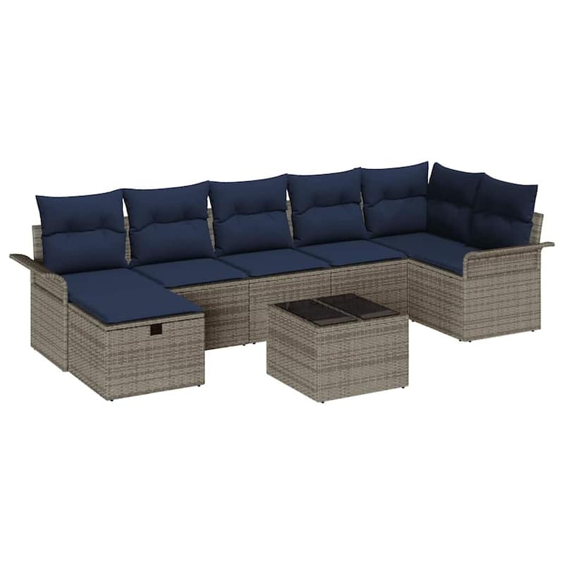 vidaXL 7/8 Piece Garden Sofa Set with Cushions - 117.1×52.2×27.2