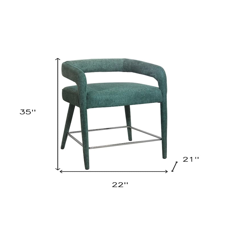 Modern Counter Height Bar Stool with Arms 25-Inch Low Back Upholstered Fabric Seat Metal Frame - 22" x 21" x 35"