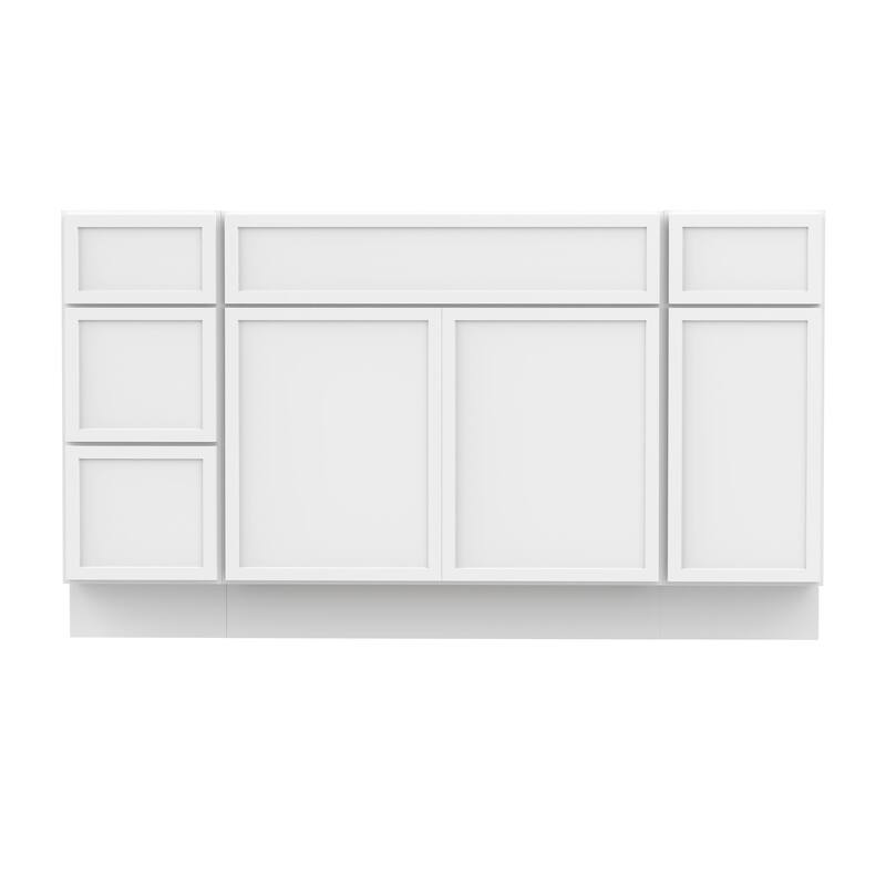 Vanity Art 57" Birch Freestanding Bathroom Vanity Cabinet without Top