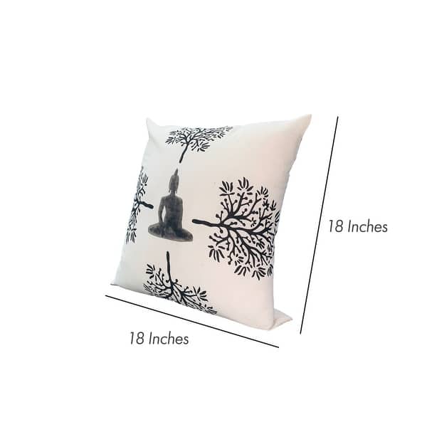 Square Accent Throw Pillow, Meditating Buddha, Crafted From Plush