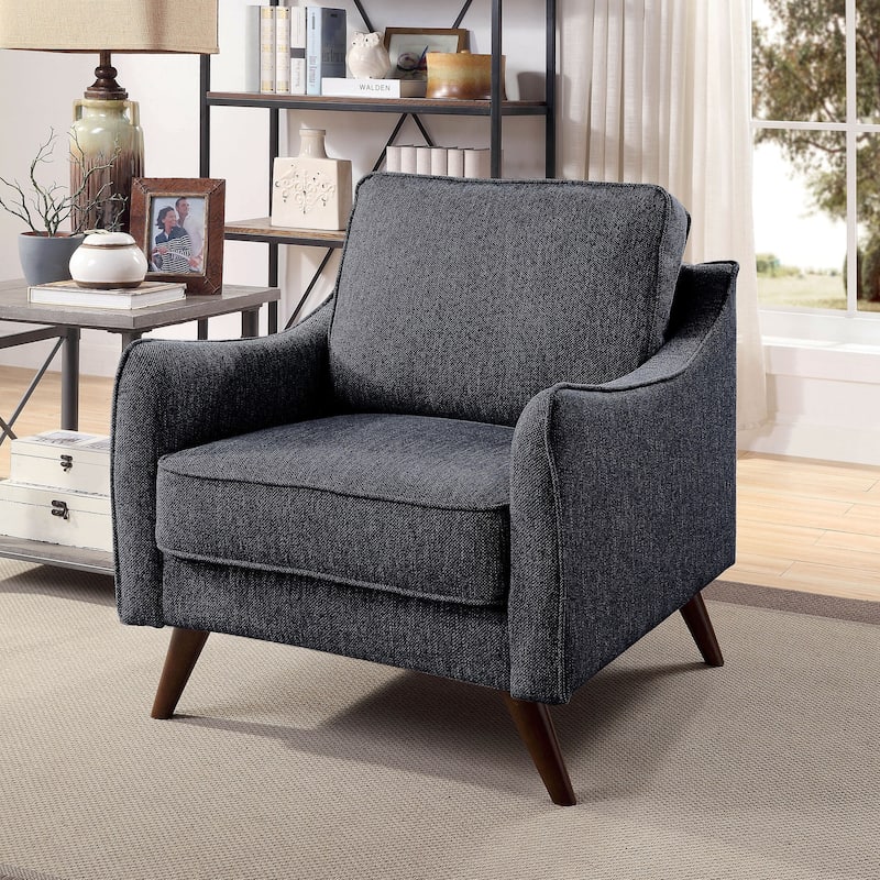 Furniture of America Pelteker Mid-Century Chenille Chair (Set of 2)
