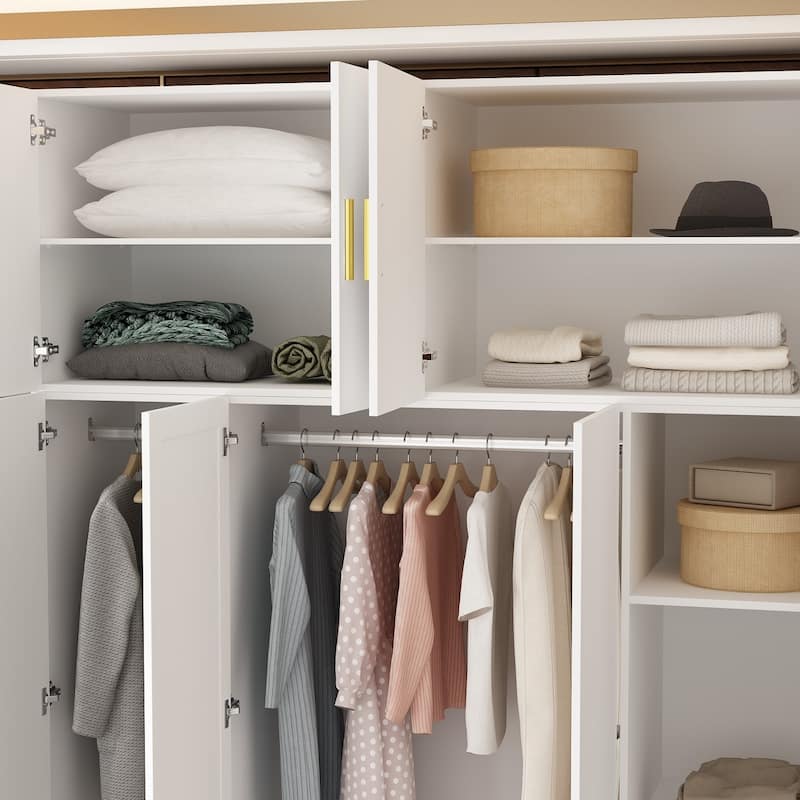 63"W Family Wardrobe/Armoire/Closet by Timechee with Mirror Doors