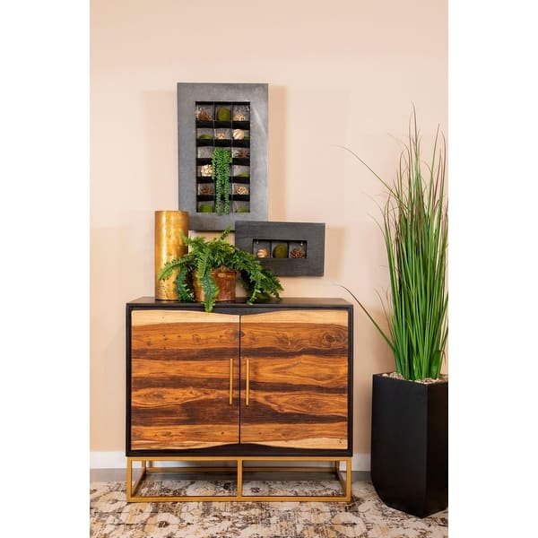 slide 2 of 8, Zara 2-door 40-inch Wood Accent Storage Cabinet Black Walnut 40" Cabinet
