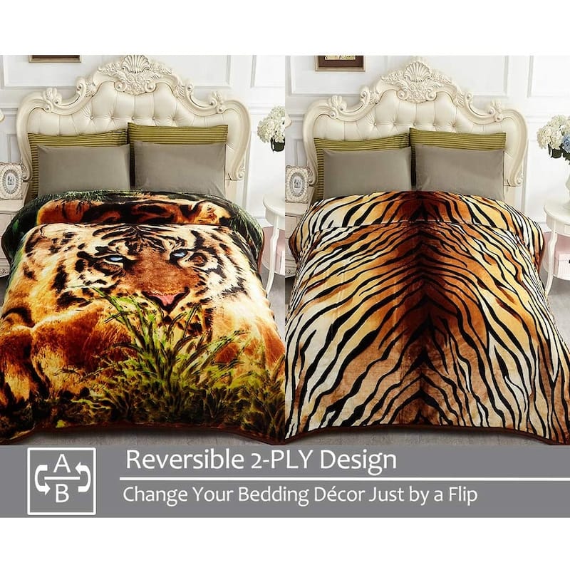 2 Ply Tiger Reversible Mink Blanket