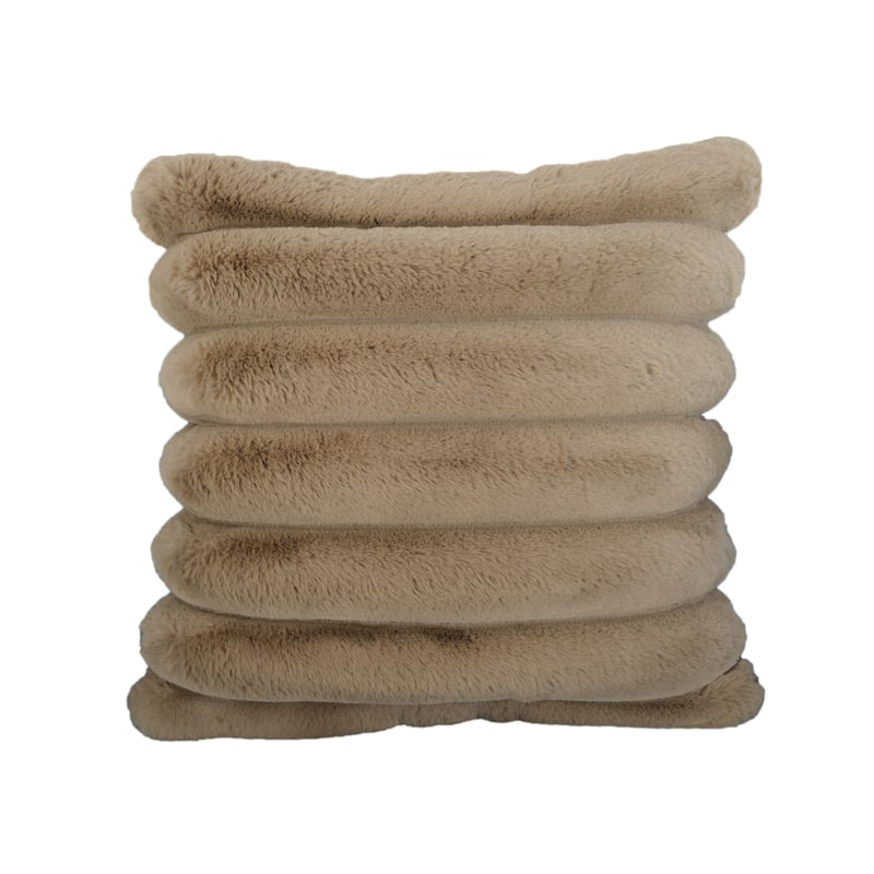 Madrid Collection Ultra Soft Ribbed Faux Fur Throw Pillow - Taupe