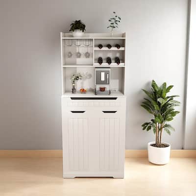 Modern Farmhouse Buffet Cabinet with Hutch, 2 Drawers, Open Shelves and Barn Doors, 70.8" Kitchen Organizer