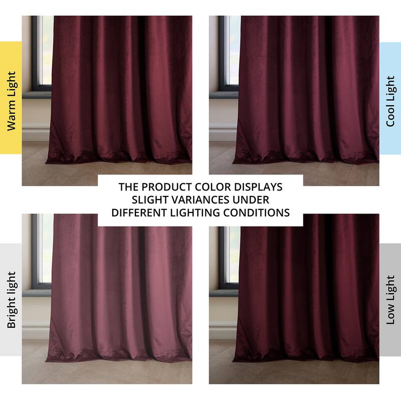 Exclusive Fabrics Heritage Plush Velvet Room Darkening Curtains (1 Panel) Luxury Velvet Curtains for Bedroom & Living Room. - 50 X 108 - Dark Merlot