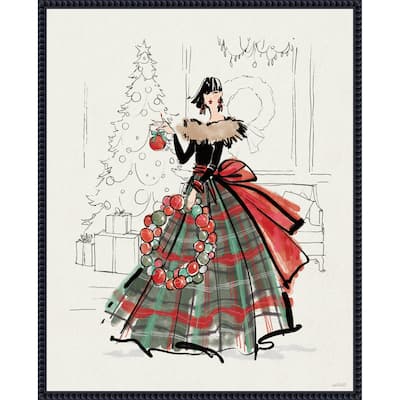 Holiday Fashionistas V by Anne Tavoletti (23 x 28 in.), Framed Canvas Wall Art Print - Sylvie Beaded Black