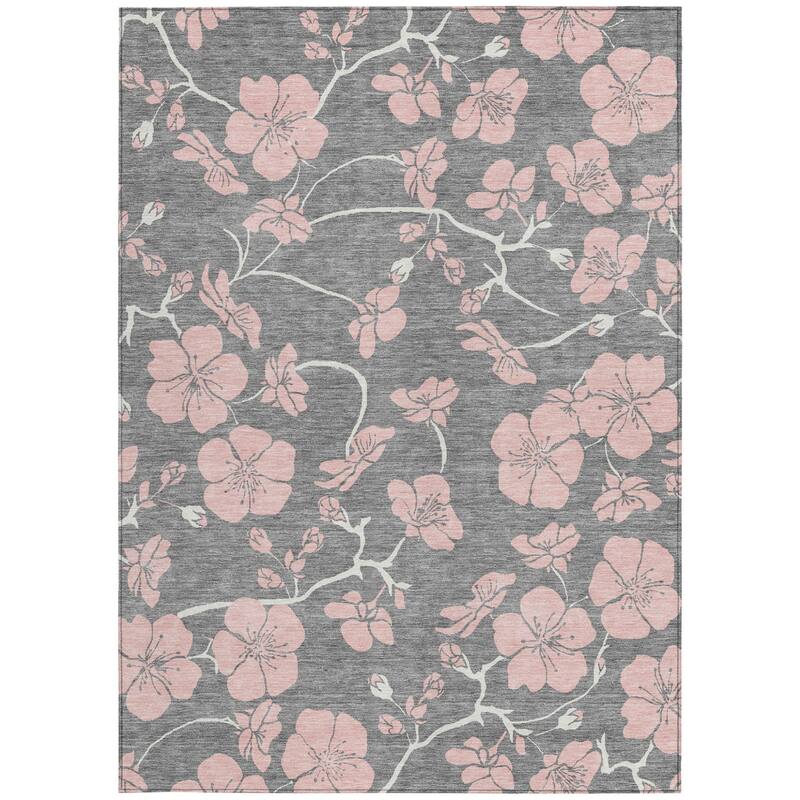 HomeRoots Floral Transitional Rectangle Outdoor Rug