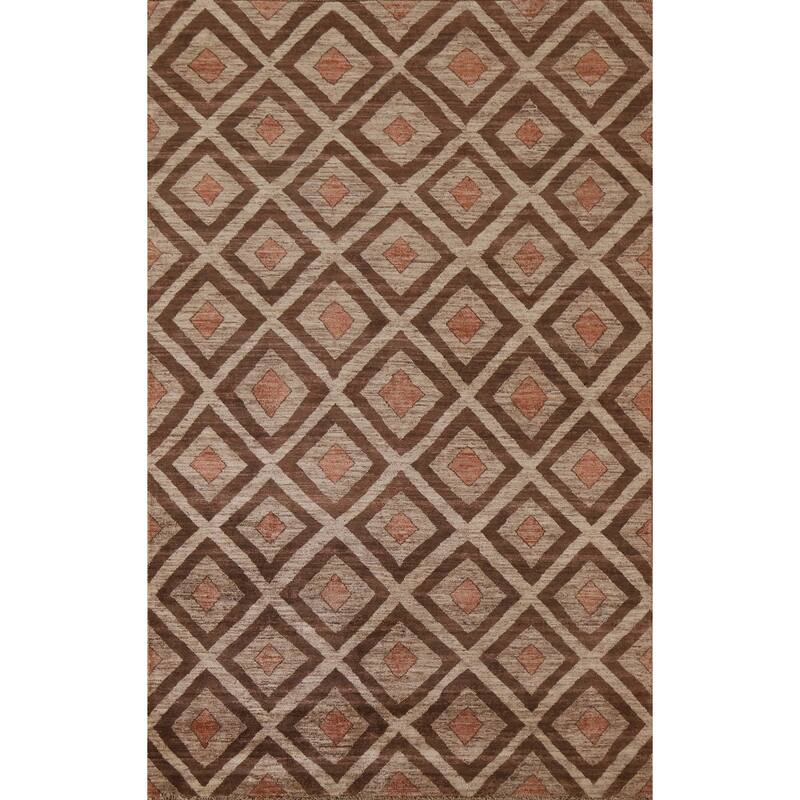 Geometric Gabbeh Kashkoli Oriental Area Rug Hand-knotted Wool Carpet - 5'2" x 7'10"