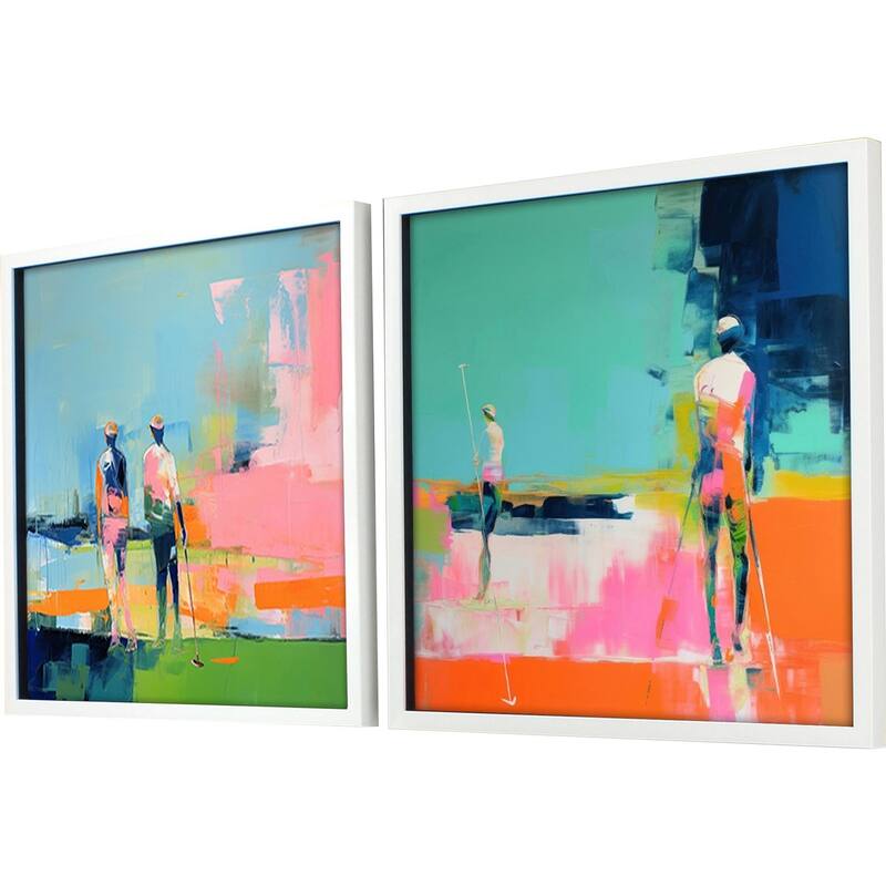 Golf Players I S/2 Framed Art Giclee Under Glass