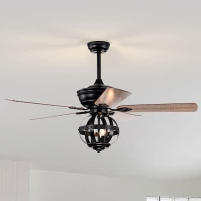 Industrial 50-in Wooden 5-Blade Ceiling Fan with Remote