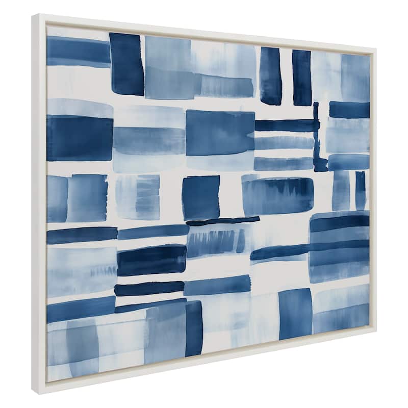 Kate and Laurel Sylvie Coastal Abstract Framed Canvas by Amy Lighthall - 31.5x41.5 - White