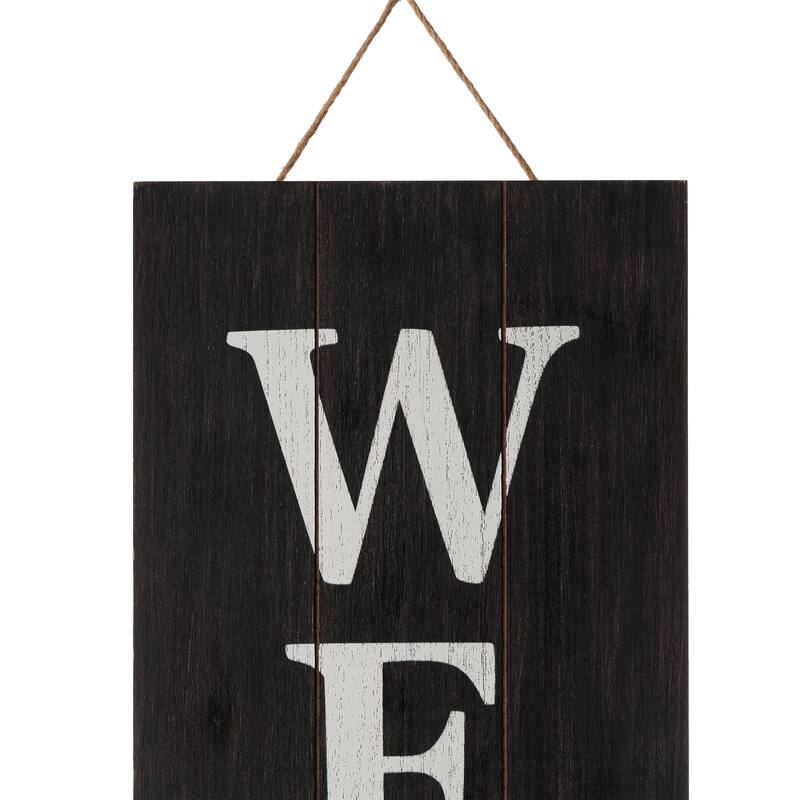 Glitzhome 42-inch Wooden Welcome Porch Sign Wall Decor with Metal Planter