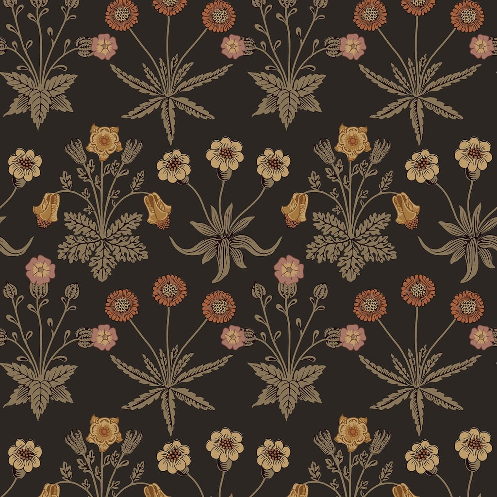 Daisy Chocolate and Paprika Peel and Stick Wallpaper