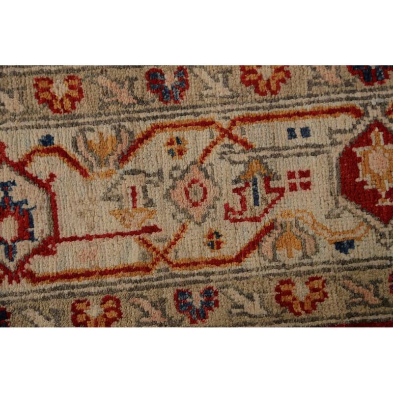 Geometric Heriz Serapi Vegetable Dye Area Rug Handmade Wool Carpet - 6'11"x 10'1"