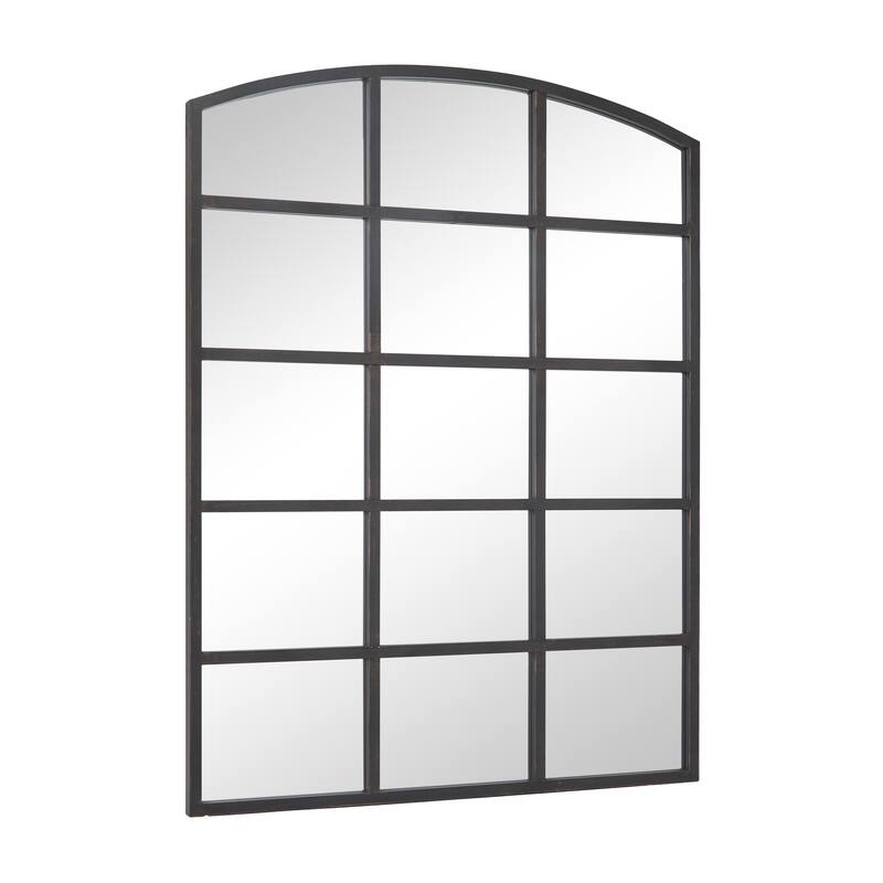 Metal Window Pane Inspired Room Wall Mirror with Arched Top - Roche River Decor