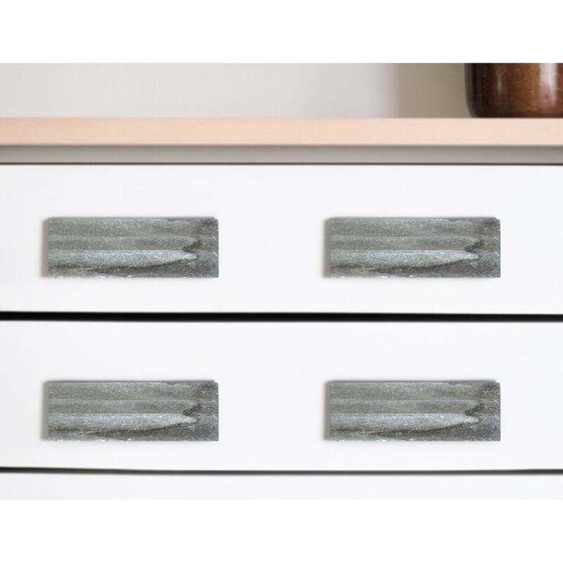 HomeRoots Set of Six Gray Stone Rectangular Drawer Pull Knobs - 1.00 in. x 0.50 in. x 2.00 in. - Gray - 1.00 in. x 0.50 in.  x 2.00 in.