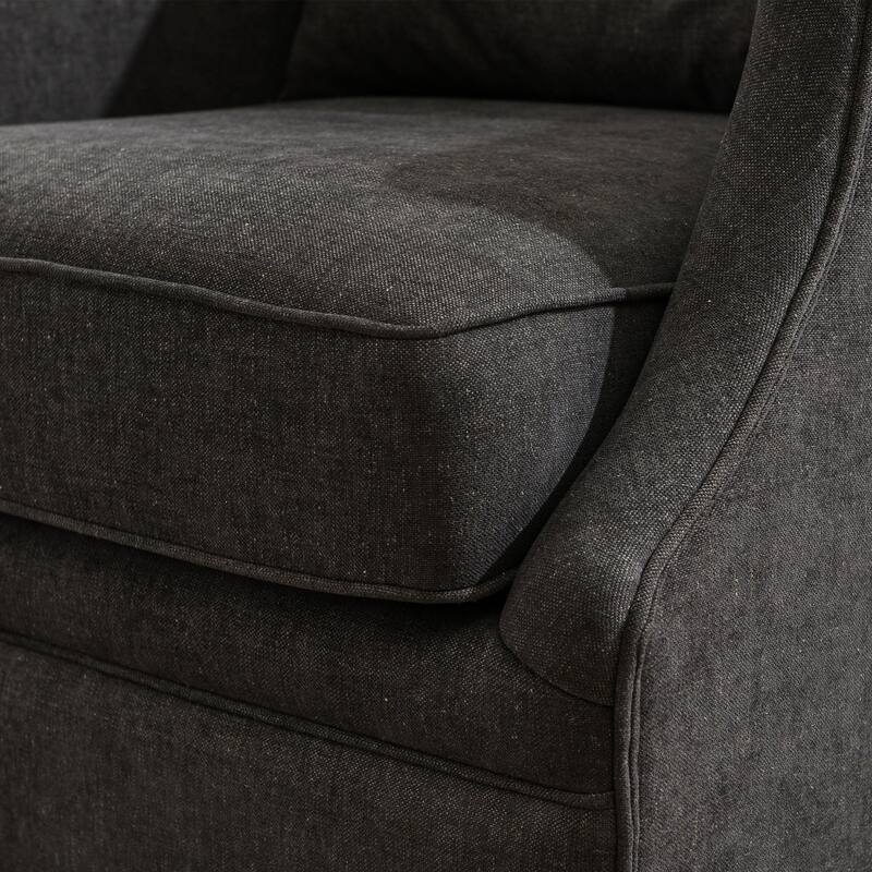 KINWELL 31" Wide Linen Fabric Upholstered Swivel Barrel Accent Chair