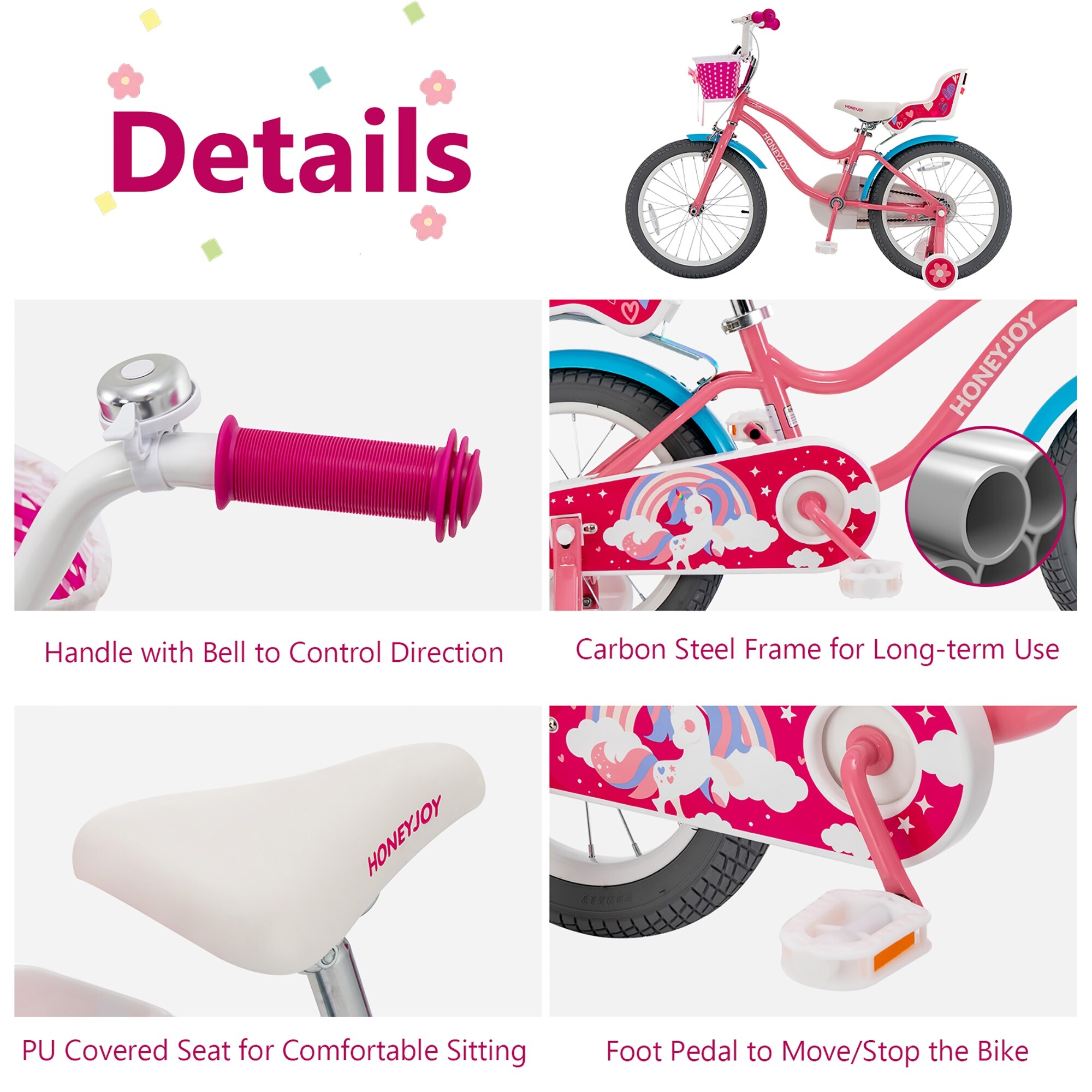 Gymax 18 Inches Kids Bicycle w/ Doll Chair & Basket Kids
