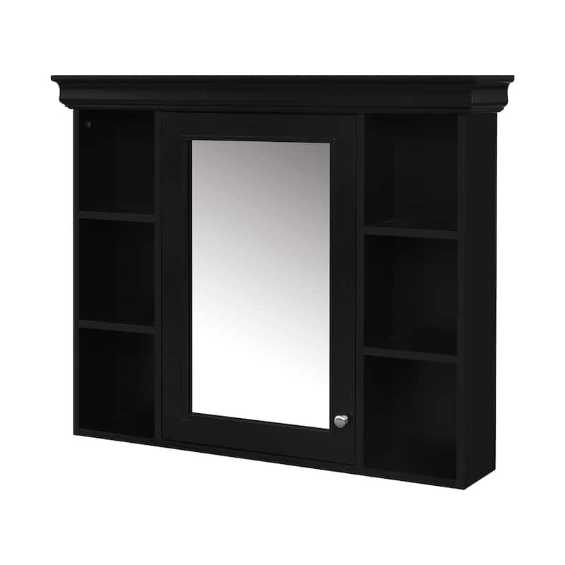 36''Bathroom Vanity with Medicine Cabinet,Modern Mirror Cabinet with Adjustable Shelf,Cabinet with 4 Drawers,Solid Wood Frame