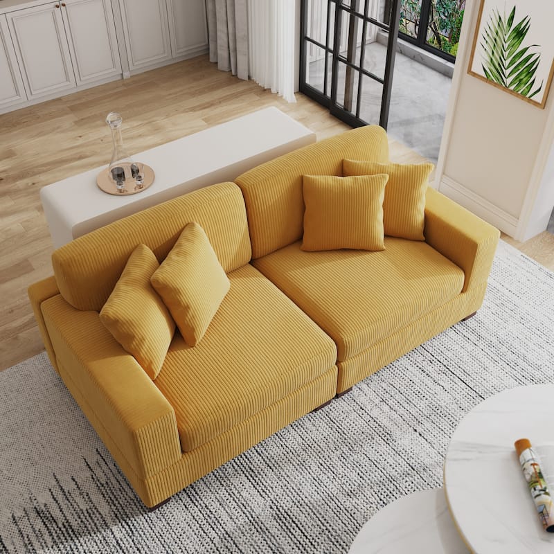 Oversized Modular Sectional Sofa Set with Pillows for Living Room - Orange/2 Armchair