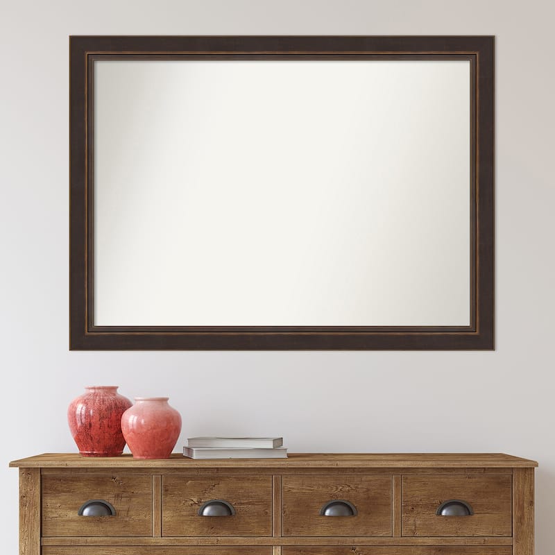 Non-Beveled Wood Wall Mirror - Lara Bronze Frame - Lara Bronze
