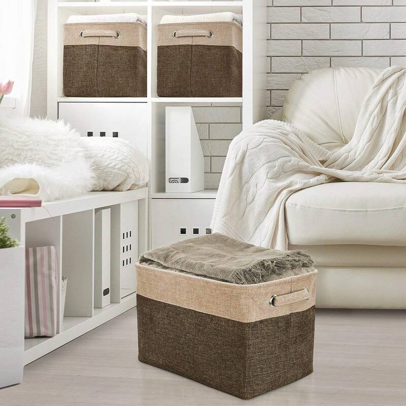 Sorbus Fabric Storage Bins for Shelves 15" Large Sturdy Collapsible Storage Baskets with 2 Handles (6 Pack)