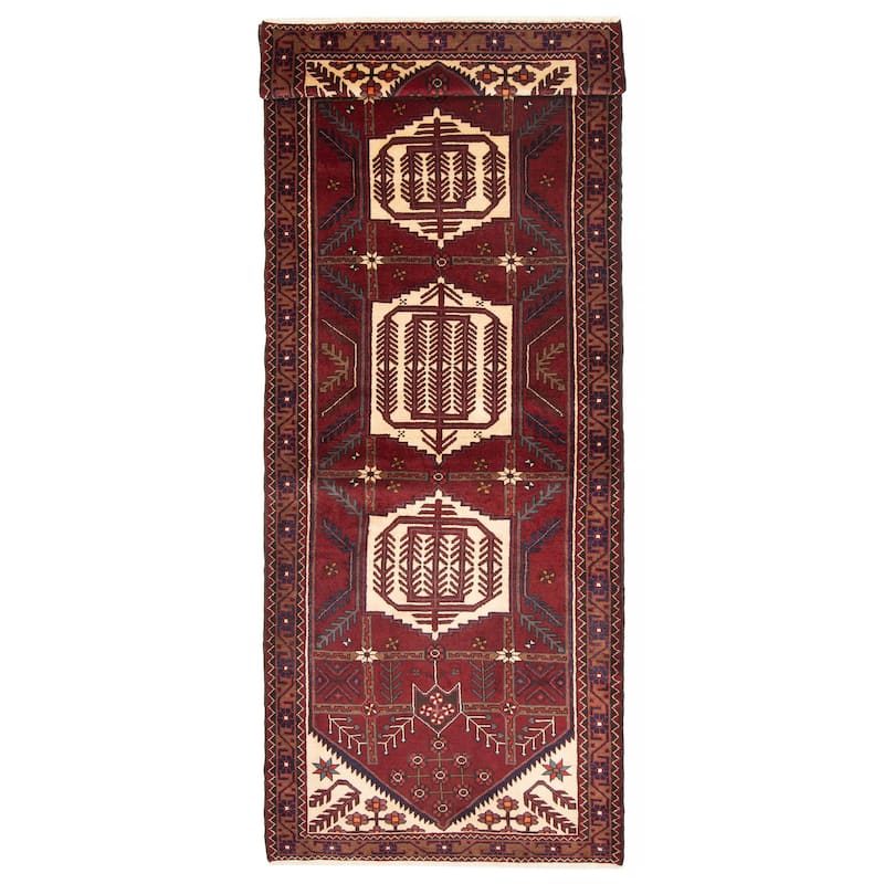 ECARPETGALLERY Hand-knotted Konya Anatolian Red Wool Rug - 3'9 x 9'10 - Dark Red - 3'9 x 9'10